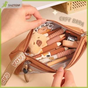 【SHZTGM】 กล่องดินสอหลายชั้นลายการ์ตูนน่ารัก capybara กระเป๋าใส่ดินสอความจุขนาดใหญ่อุปกรณ์เครื่องเขียนสำหรับนักเรียนกระเป๋าอุปกรณ์การเรียน