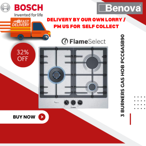 [12.12 Exclusive] Bosch Serie | 6 60cm 3 Burner Built-in Stainless Steel Gas Hob PCC6A5B90