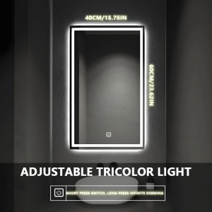 Led Tricolor Light Makeup mirror bathroom bedroom Wall mounted mirror Dimmable dressing table Mirror Anti fog