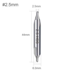 WININ 1/1.5/2/2.5/3/3.15/4/5/6/8mm Center Drill Bit 60 Degree Angle HSS Material Centering Drill Durable Core Drill Bit Metal Drilling