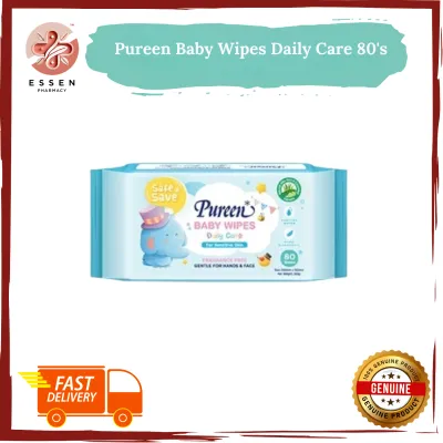 Pureen Baby Wipes Daily Care 80S - Gentle Fragrance-Free Hypoallergenic