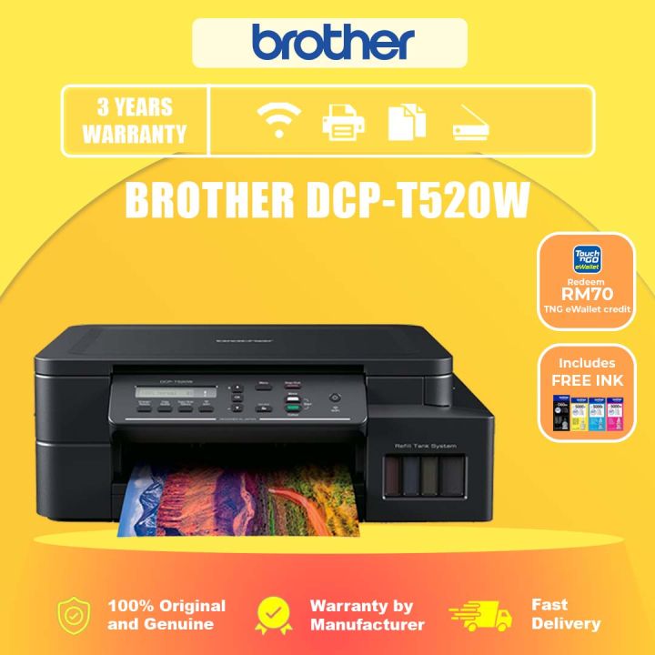 Brother DCP-T520W A4 3-in-1 Wireless Colour Inkjet Printer | Refill Ink ...