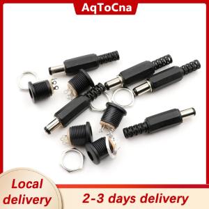[COD] AqToCna Ship within 24 hours 10 Pcs 5.5mm x 2.1mm Male DC Power Plug Connector Screw Lock Female Panel Socket