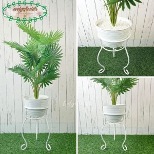 Pohon Hias Daun Palem Kipas Sadeng X18 Semi Latex Artificial Pot Tawon Plastik Standing Besi Planter Palm Tree Tanaman Dekorasi