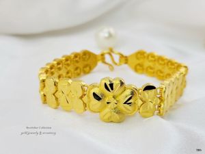 สร้อยข้อมืองานหุ้มทองคำแท้ 24k หนาพิเศษ สวยเทียบทองแท้ ไม่ลอกไม่ดำ