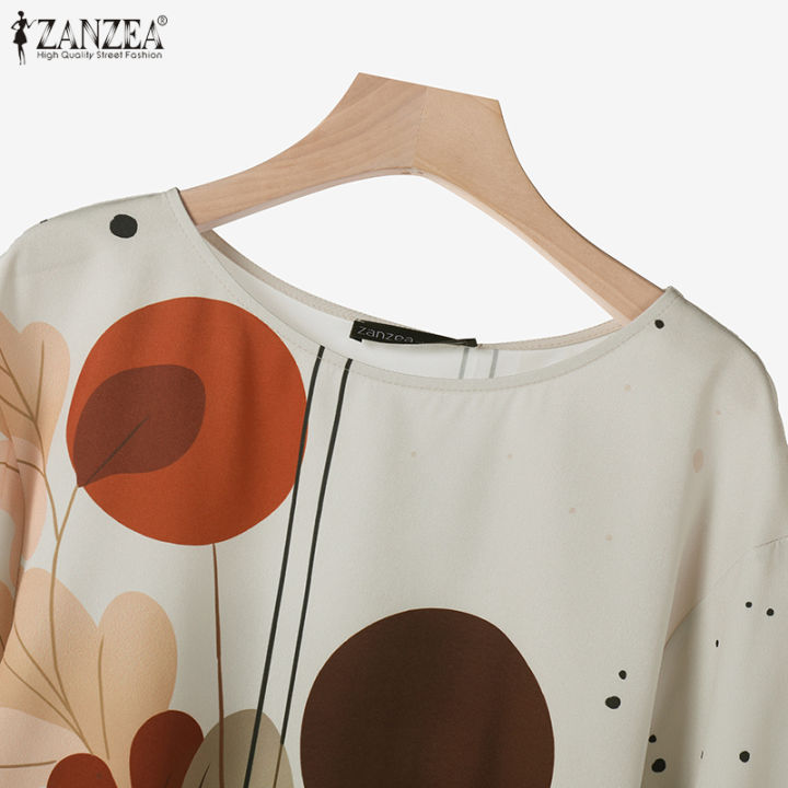 ZANZEA%20Womens%20Lady%20Elegant%20Sets%20Crew%20Neck%20Lantern%20Sleeve%20Graphic%20Print%20Tops%20Wide%20Leg%20Trousers%20Suits%20#0909%20-%20Image%207