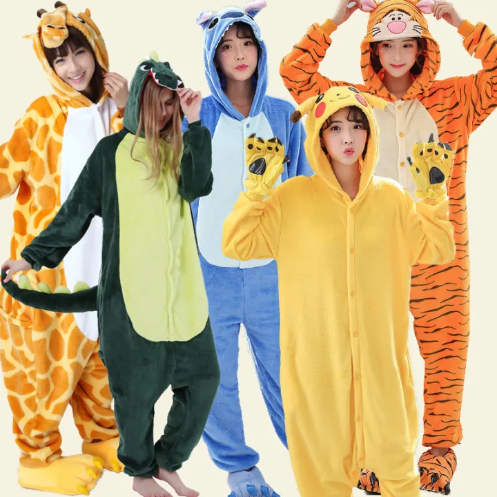 Adult Stitch Kigurumi Jumpsuit Animal Tiger Pikachu Elves Cosplay