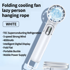 2024 Refrigeration Handheld Desktop Fan USB Charging Semiconductor Ice Compress Mute Folding Bladeless Little Fan