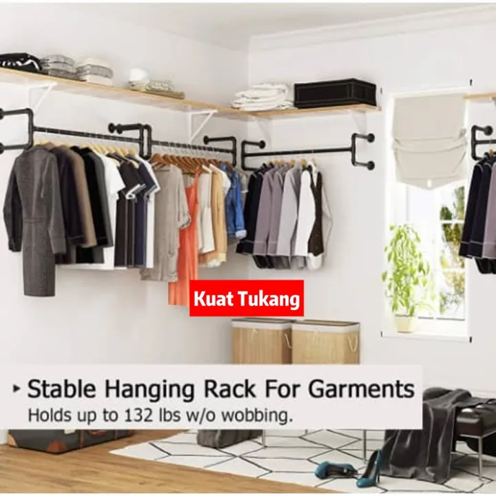 Industrial%20Pipe%20Clothes%20Rack%20Heavy%20Duty%20Detachable%20Wall%20Mounted%20Iron%20Pipe%20Retro%20Style%20-%20Image%203