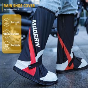SKJK Waterproof Motorcycle Shoe Covers Thickened High Tube Motorbike Rain Foot Cover Cycling Equipment PVC Overshoes Rainproof Shoes Cover Outdoor Riding