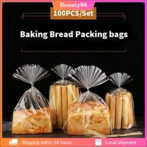 100Pcs Toast Bread Packaging Bags Plastic Cellophane Cookies Sandwich Brownies Doughnut Bread Bag