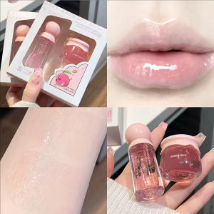Dorisna 2Pcs Peach Jar Lip Care Set Moisturizing Lip Gloss and Lip Mask Winter Nourishing Lip Treatment for Prevents Cracking Gently Exfoliates
