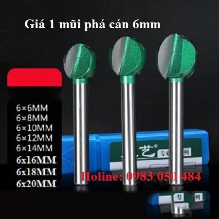 Mũi phay gỗ quả đào - 1 mũi mài khắc phay hợp hợp kim quả đào xanh 6mm - mũi mài khắc đầu tròn - MŨI PHÁ GỖ