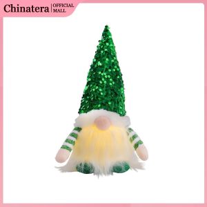 Lighted Dwarf Ornaments with Sequined Hat Glowing Gnome Christmas Faceless Doll Luminous Faceless Gnome Doll for Home Santa Claus
