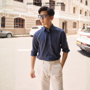 Áo Sơ Mi Nam Slimfit Họa Tiết Bi Nhỏ Sơ Mi Tay Dài Ninomaxx Thương Hiệu N&M 2101043