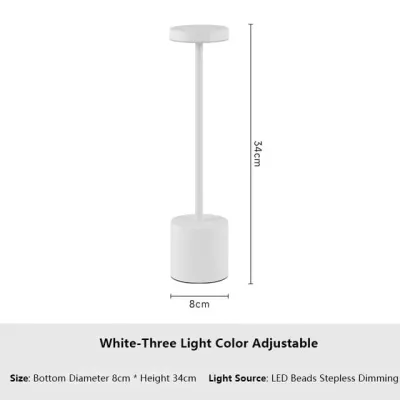 🇲🇾 Classic Metal Touch Sensor LED Table Lamp Rechargeable Desk Lamp 3 Colors Cordless Ambient Light Bar Room Restaurant