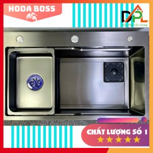 GIÁ SIÊU RẺChậu rửa bát 1 hố HODABOSS-INOX 304 mạ tĩnh điện titan cao cấp bồn rửa chén 1 ngăn lớn kèm vòi thác nước