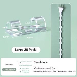 SEA JJT Clear Wall Mount Cable Organizer Clip for Neat Wire Management No Drilling Needed