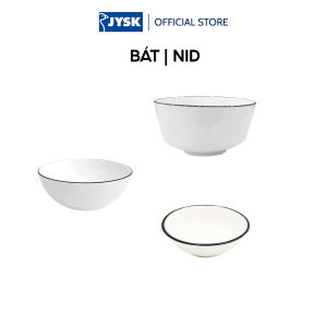 Bát | JYSK nID | sứ trắng bóng viền đen | DK9x4cm