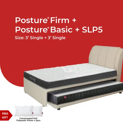 (FULL SET PULL OUT BED) Goodnite SLP5 Super Single Top +Single Bottom Pull Out Bed Frame + 3.5 Posture Firm + 3 Posture Basic Mattress
