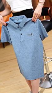 แขนสั้นผู้ชายผ้าฝ้ายบริสุทธิ์สำหรับการค้าต่างประเทศ T ผ้าระบายอากาศ เสื้อเชิ้ตผู้ชายวัยกลางคน สไตล์ธุรกิจสบายๆ สำหรับฤดูร้อน POLO ขายตรงจากโรงงานเสื้อ