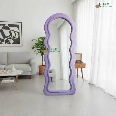 Standing Mirror Full Body Aesthetic Wavy Arch Dekorasi Ruang