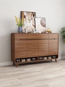 Shoe cabinet entrance cabinet household door solid wood small apartment entrance living room balcony against the wall widened storage cabinet