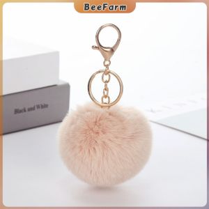 B.F. Female Keychain Pendant Simple Versatile Plush Imitation Rex Rabbit Fur Schoolbag Student Multi-color 18cm * 6cm * 8cm