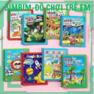 Tranh Tô Màu Nước Ma Thuật Tự Xóa Sách Tập Tô Thần Kỳ Magic Water Book Cho Bé Tặng 1 Bút Tô Màu