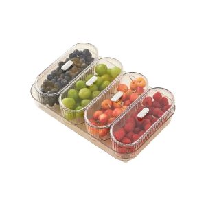 OKDEALS01 Dustproof Snack Dry Fruit Tray Plastic with Lid Dessert Container Light Luxury Moisture-proof Snack Storage Tray for Household
