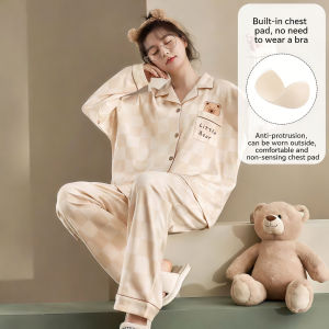 Korean Soft Cotton Casual Womens Pajama Set Soft and Comfortable Printed Loungewear