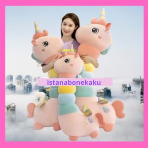 Boneka unicorn leher panjang / kuda pony warna warni bertanduk berkualitas SNI