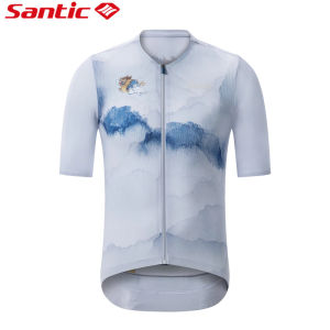 Santic Men Cycling Jersey Breathable Quick Dry Sun Protection UPF50+ Short Sleeve Bicycle Bike Shirts Tops