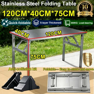 Stainless steel table folding dining table portable table dining table Multifunctional Indoor outdoor Big size