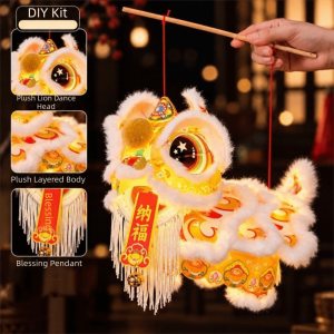 HORAC New Year Lion Dance Lantern Cartoon Ancient Chinese Style Handheld Lantern Blessing Handmade LED Lantern Toys Chinese New Year