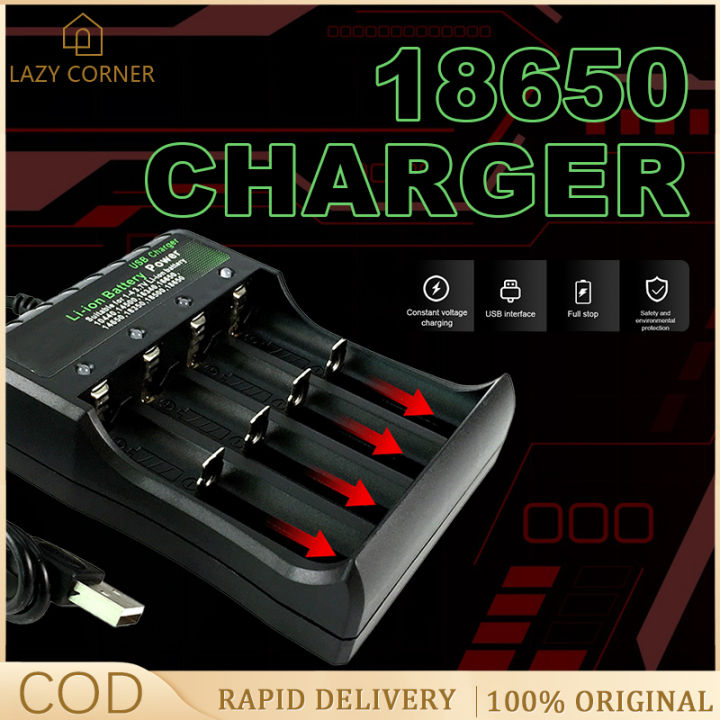 Battery Charger 4 Slots  Lithium Ion Battery Charger  18650 14500 Battery Charger Portable Travel USB Charger DC 4.2V 1000mA Output