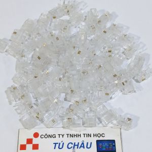 Đầu RJ11 2 line 6P2C (Đầu 2 tim 2 Pin Rj11 2 line 6P2C) (Nhựa trong chân cứng xi mạ đồng)