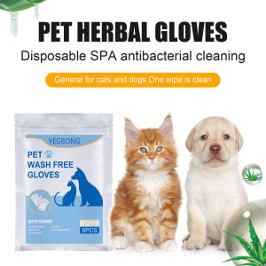 PEMBERSIH BULU KUCING ANJING 1/6pcs Pet Disposable Cleaning ​Gloves Wash Free Cats Dogs SPA Bath Supplies Massage Non Woven Fabric No Rinse Soft Eye Wipes