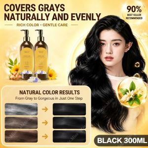 Floral Scented Hair Dye Shampoo 300ML 100% Gray Coverage Floral Scented + No Damage Botanical Color/Care Herbal Hair Dye Shampoo