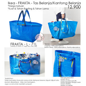 FRAKTA BRATTBY - Tas Kantong Kantung Kantong Karung Belanja barang kuat Serba Guna Serbaguna Biru - Grocery Laundry Foldable Bag dilipat