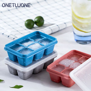 3ชิ้นเครื่องทำน้ำแข็ง 6ตะแกรง ฝาปิดแม่พิมพ์ ไอศครีม สีอักเสบ สำหรับน้ำแข็งแม่พิมพ์ช็อคโกแลต