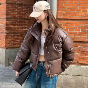 N_ Áo phao phối đồ mùa lạnh áo phao trơn minimal Da cổ trụ dáng rộng form lửng giữ ấm