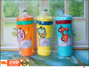 isi 10 Souvenir pernikahan/ulang tahun botol minum +gantungan kunci sudah di kemas plastik dan pita