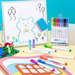 8 Color Erasable Whiteboard Marker Water Based Inks Quick Drying Refillable Whiteboard Marker for Glass Metal Acrylics