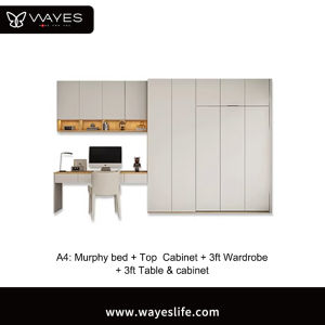 Folding Murphy Bed Hidden Bed With Table & Bookshelf Combination Customizeable