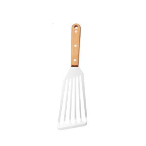 RBJ4 Stainless Steel Fish Spatula with ABS/Wooden Handle Slotted Frying Shovel Multi-Purpose Hollow Steak Tuner Egg