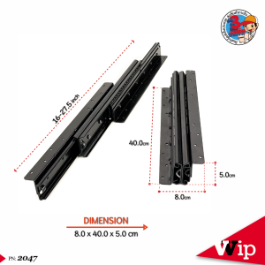 รางสไลด์  รางลิ้นชัก  รับน้ำหนัก120kg. ราวบันได รางอุตสาหกรรมสำหรับงานหนัก ตู้รองเท้า ลิ้นชัก รางสามส่วนแบบยืดหดได้ 1 คู่ (แพ็ค 2）สีดำ by.VIP25