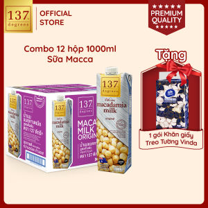 [MUA THÙNG 12 HỘP 1 LÍT TẶNG 1 GÓI TREO TƯỜNG] Sữa Hạt Mắc Ca 1 Lít 137 Degrees Nhập Khẩu Thái Lan Dinh Dưỡng