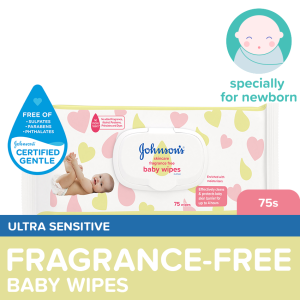 Johnsons Fragrance Free Baby Wipes 75s - Wipes for Baby Baby Care Baby Essentials Wet Wipes