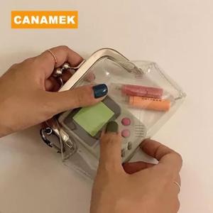 【CANAMEK】 Ins Transparent Simple Iron Mouth Clip Bag Small Things Storage Bag Coin Purse